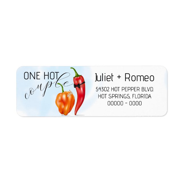 One Hot Couple Hot Pepper Wedding Return Address Label (Front)