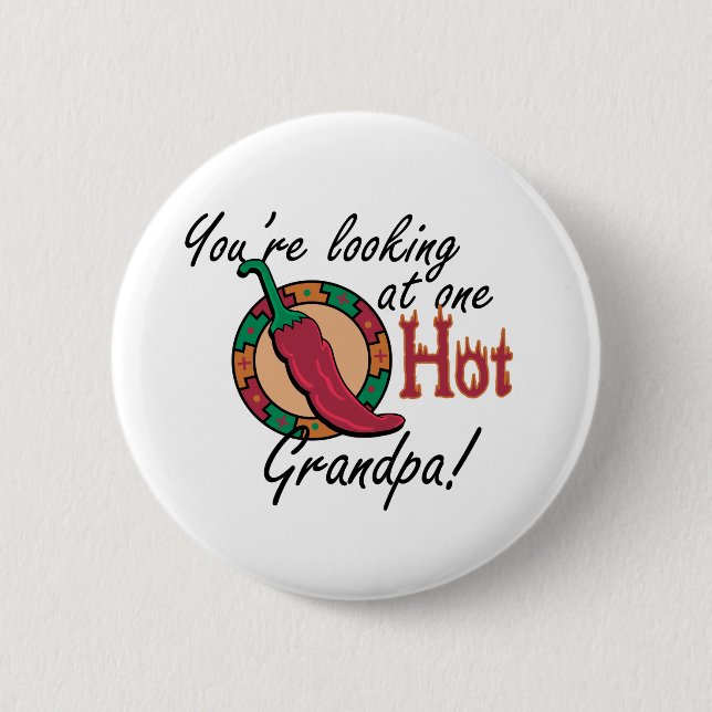 One Hot Grandpa 6 Cm Round Badge (Front)