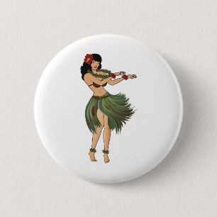 One Hula Girl Dancing 6 Cm Round Badge