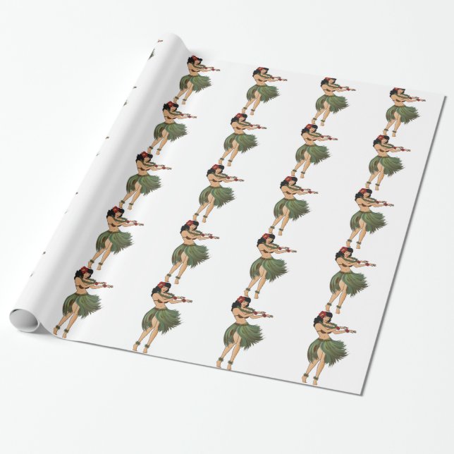 One Hula Girl Dancing Wrapping Paper (Unrolled)