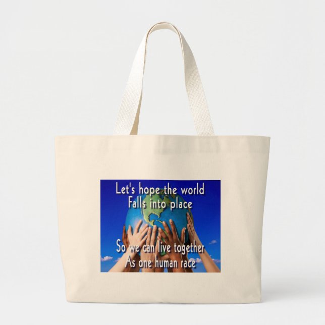One human race large tote bag (Front)