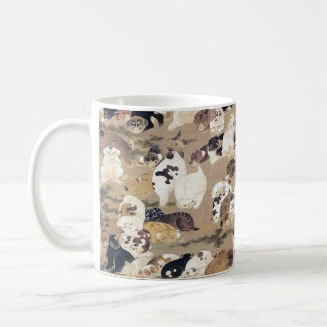 One Hundred Dogs Illustration by Ito Jakuchu Coffee Mug (Left)