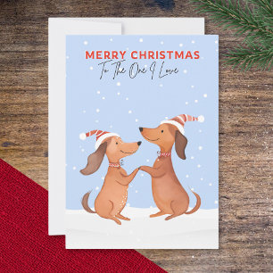 One I Love Merry Christmas Dachshunds Sausage Dogs Holiday Card