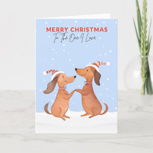 One I Love Merry Christmas Dachshunds Sausage Dogs Holiday Card