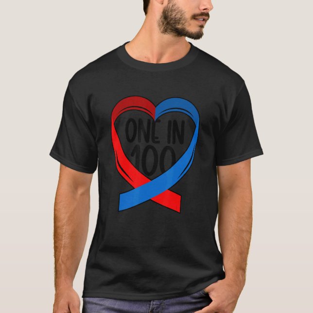 One In 100 CHD Warrior Congenital Heart Disease T-Shirt (Front)