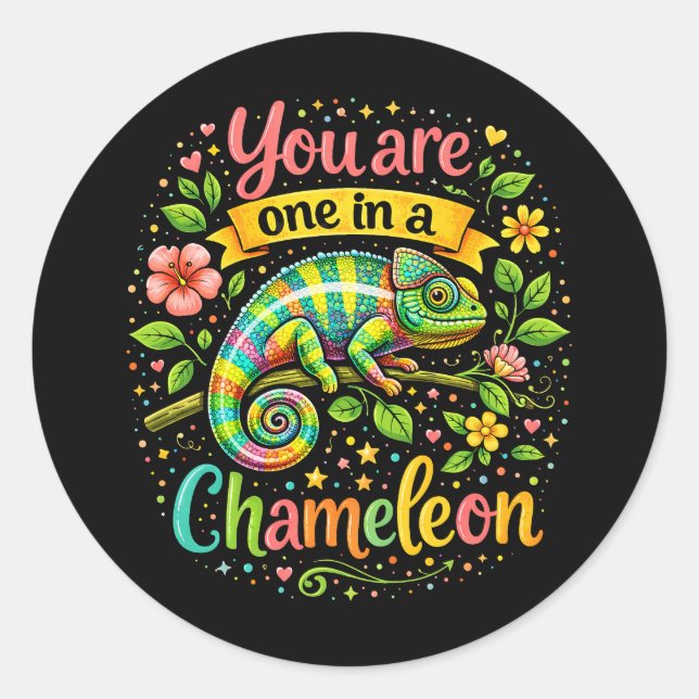 One in a Chameleon Classic Round Sticker (Front)