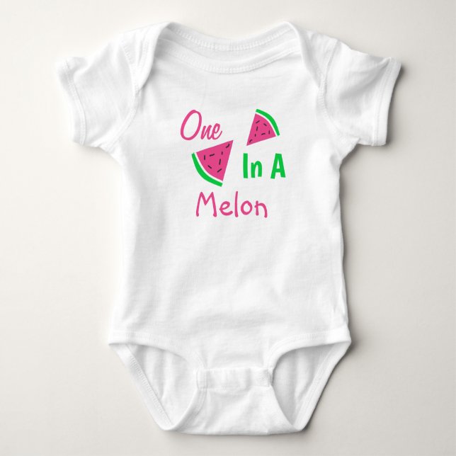 One In A Melon 1st Birthday Baby Bodysuit (Front)