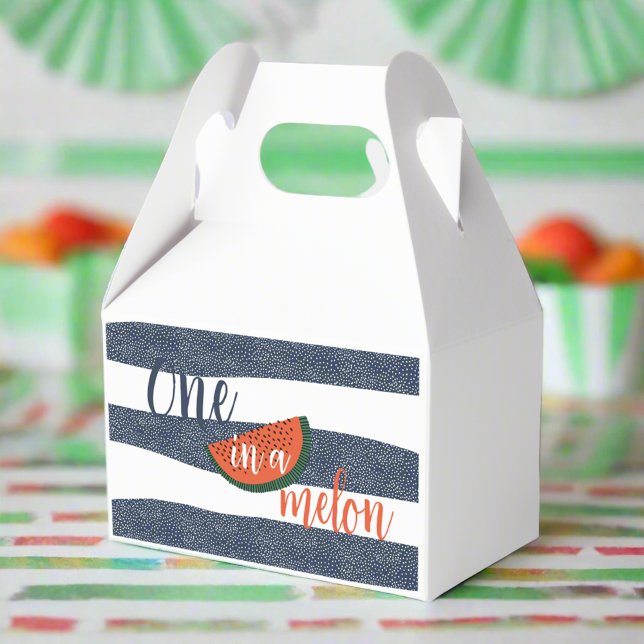 One in a Melon 1st Birthday Baby Boy Striped  Favour Box (Creator Uploaded)