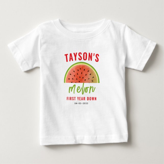 One in a Melon 1st Birthday – Cute Watermelon Baby T-Shirt (Front)