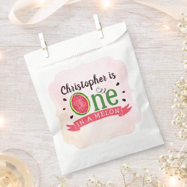 One In A Melon 1st Birthday Favour Bag (Clipped)