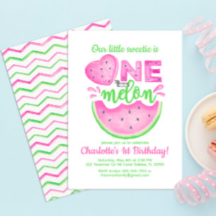 One in a Melon 1st Birthday Girl Invitation