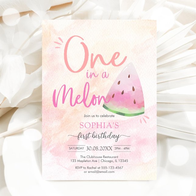 One In A Melon 1st Birthday Invitation (Creator Uploaded)