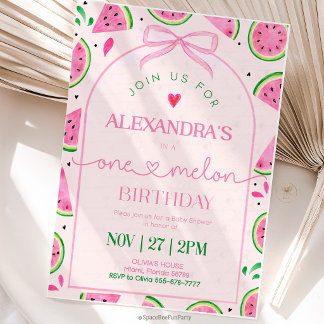 One In A Melon 1st Birthday Invitation