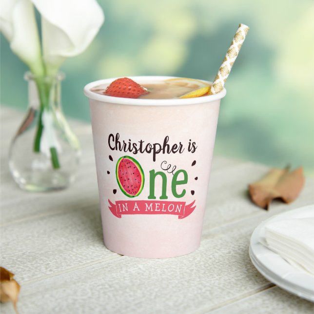 One In A Melon 1st Birthday Paper Cups (Insitu)