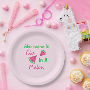 One In A Melon 1st Birthday Paper Plate