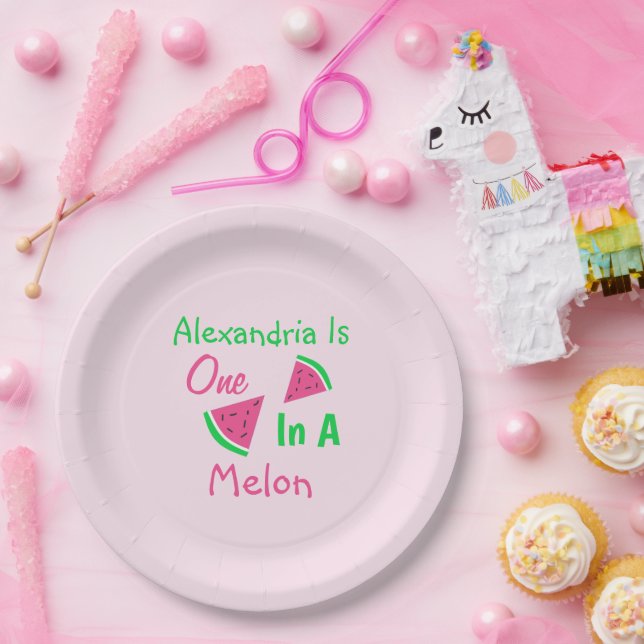 One In A Melon 1st Birthday Paper Plate (Party)