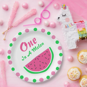 One In A Melon 1st Birthday Paper Plate