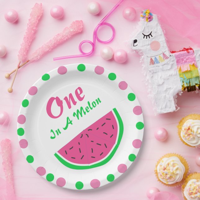 One In A Melon 1st Birthday Paper Plate (Party)