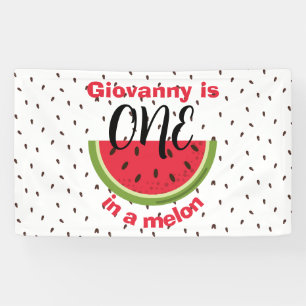 One in a Melon 1st Birthday Party Banner