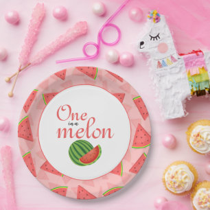 One In A Melon 1st Birthday Party Watermelon Paper Plate