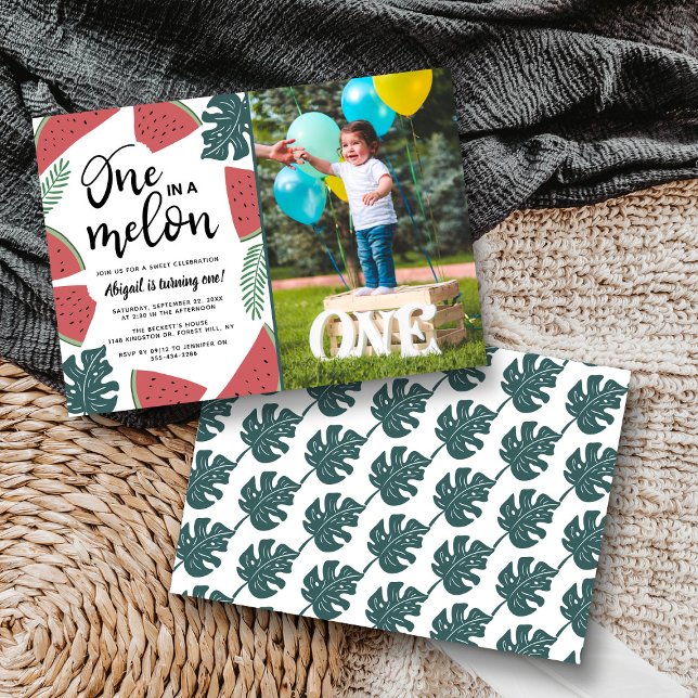 One In A Melon 1st Birthday Photo Invitation (Creator Uploaded)
