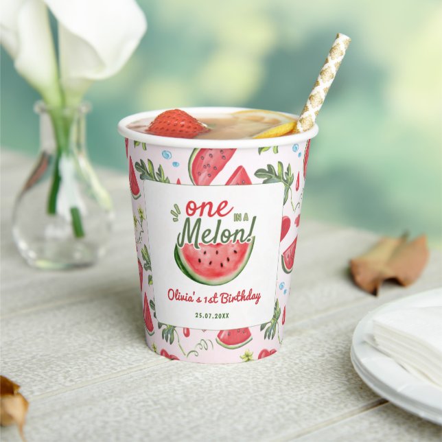 One in a Melon 1st Birthday Summer Party Paper Cups (Insitu)