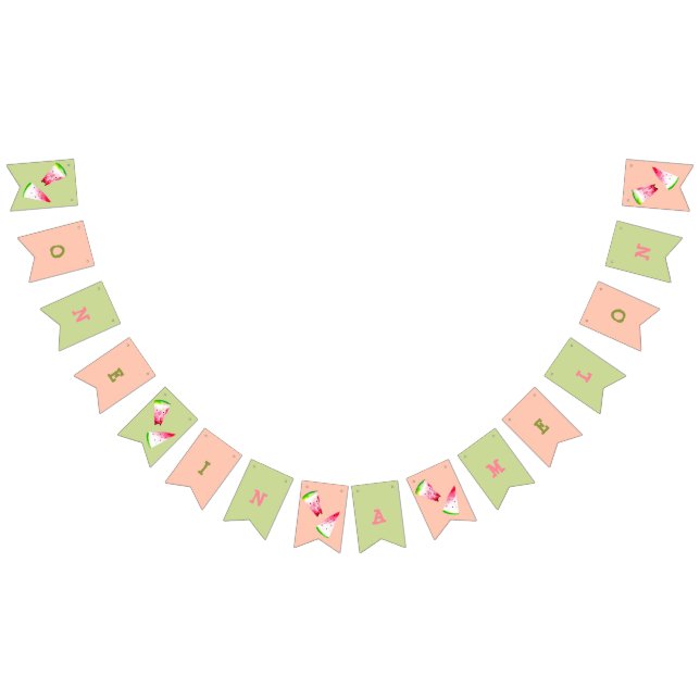 One in a melon 1st Birthday Watermelon Cute Sweet Bunting (All)