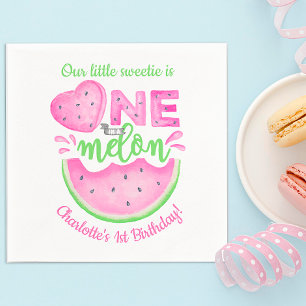 One in a Melon 1st Birthday Watermelon Party Napkin