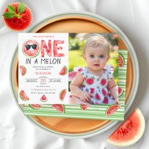 One in a melon 1st birthday watermelon party photo