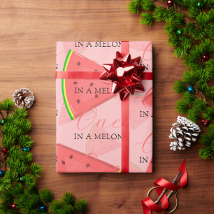 One In A Melon 1st Birthday Watermelon Pattern   Wrapping Paper