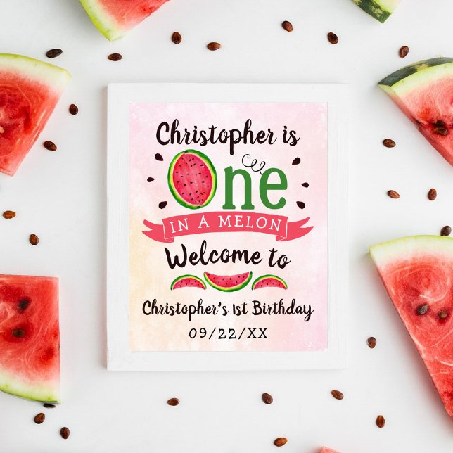 One In A Melon 1st Birthday Welcome Poster (Creator Uploaded)