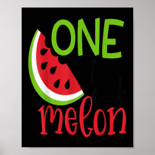 One In A Melon Adorable Cute Fun Summer Watermelon Poster