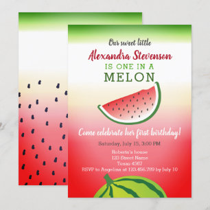 One in a Melon Birthday Invitation