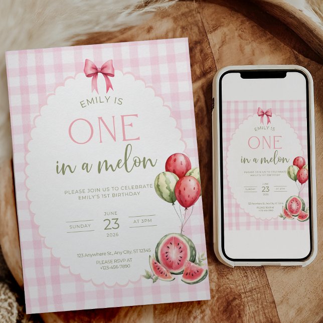 One in a Melon Birthday Invitation Watermelon  (Creator Uploaded)