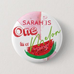 One In a Melon Birthday Personalised 6 Cm Round Badge