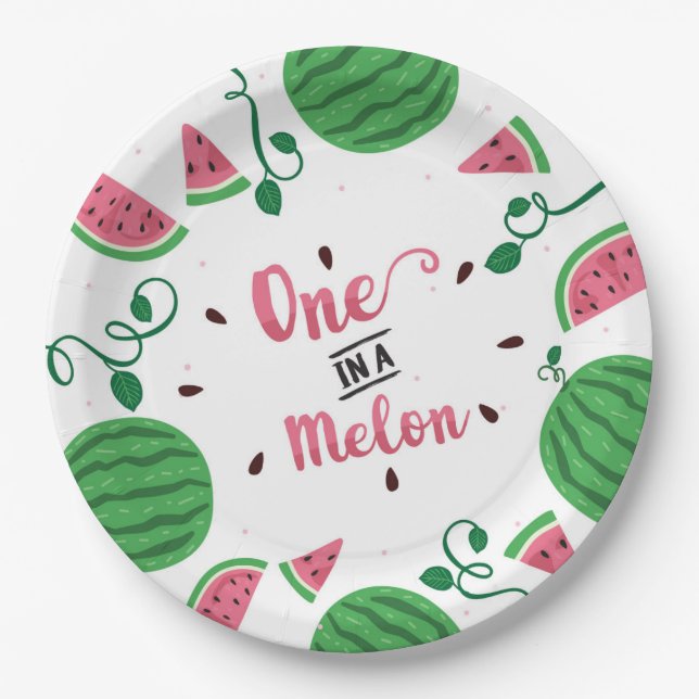 One In A Melon Birthday Plate (Front)
