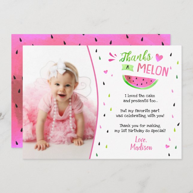 One in a Melon Birthday Thank You Cards (Front/Back)