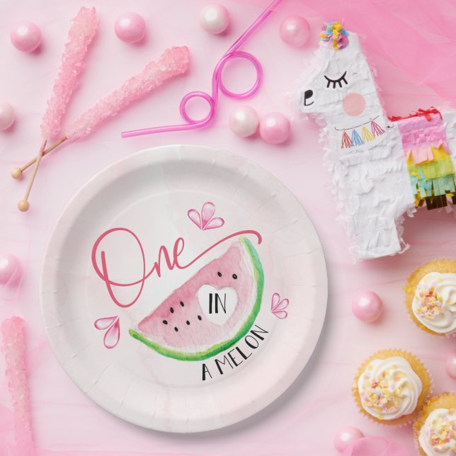 One in a Melon Birthday Watermelon Paper Plate (Party)