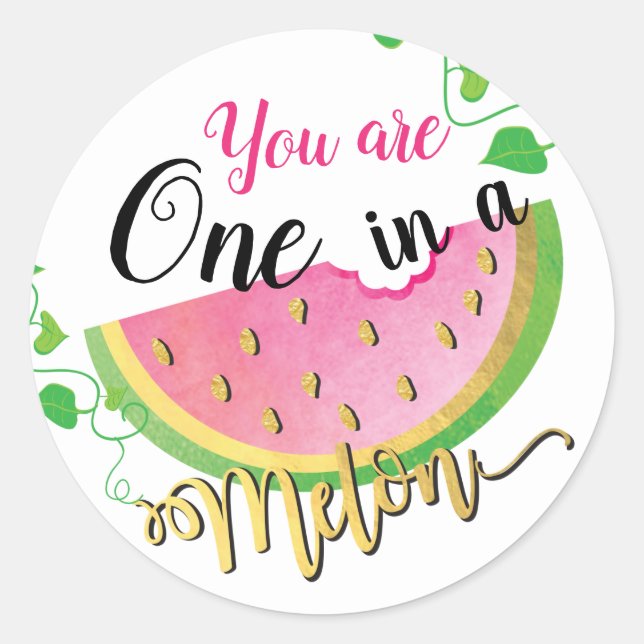 One in a Melon Birthday Watermelon stickers (Front)