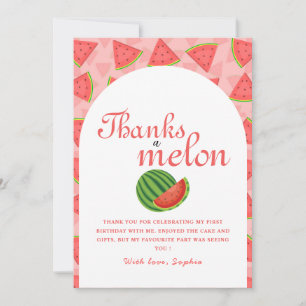 One In A Melon  Birthday Watermelon Thank You Card