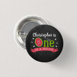 One In A Melon Chalkboard 1st Birthday 3 Cm Round Badge