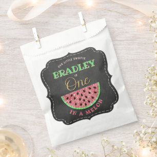 One In A Melon Chalkboard 1st Birthday Favour Bag
