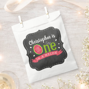 One In A Melon Chalkboard 1st Birthday Favour Bag
