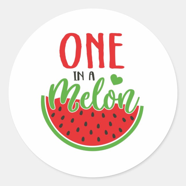 One in a melon classic round sticker (Front)