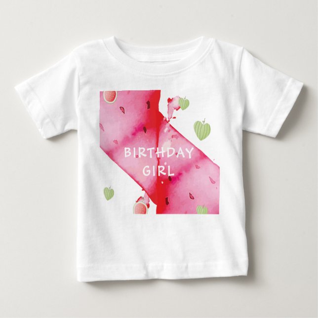 One In a Melon Cute Birthday Girl Baby T-Shirt (Front)