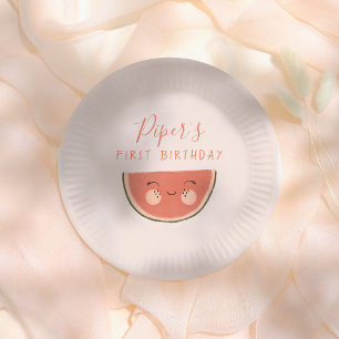 One In A Melon Cute First Birthday Party Paper Plate