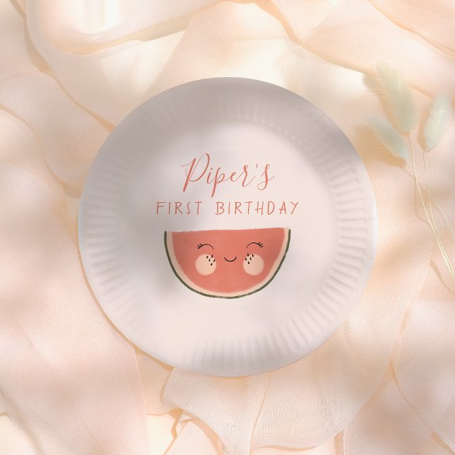 One In A Melon Cute First Birthday Party Paper Plate (Creator Uploaded)