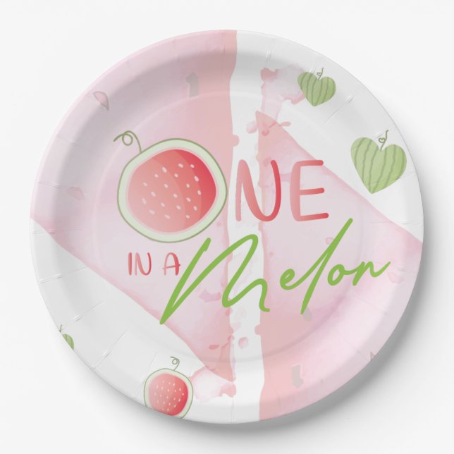 One In a Melon Cute summer Paper Plate (Front)