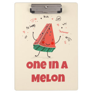 One in a Melon – Cute Watermelon Clipboard Design
