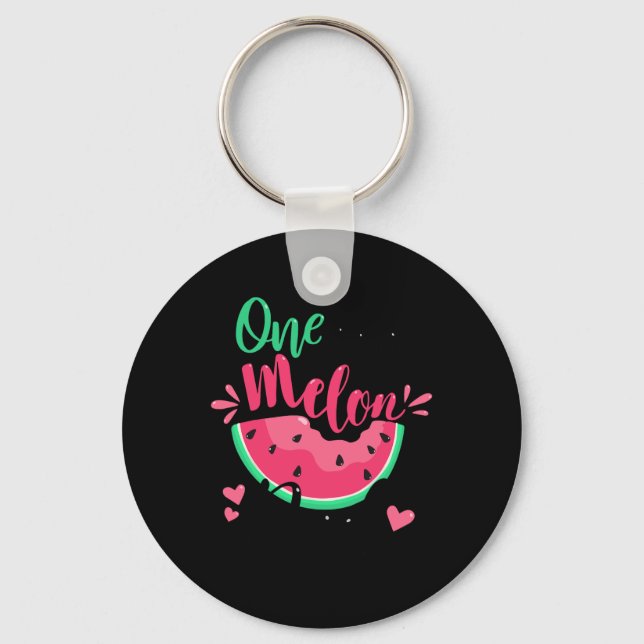 One In A Melon Dad Summer Birthday Party Matching  Key Ring (Front)